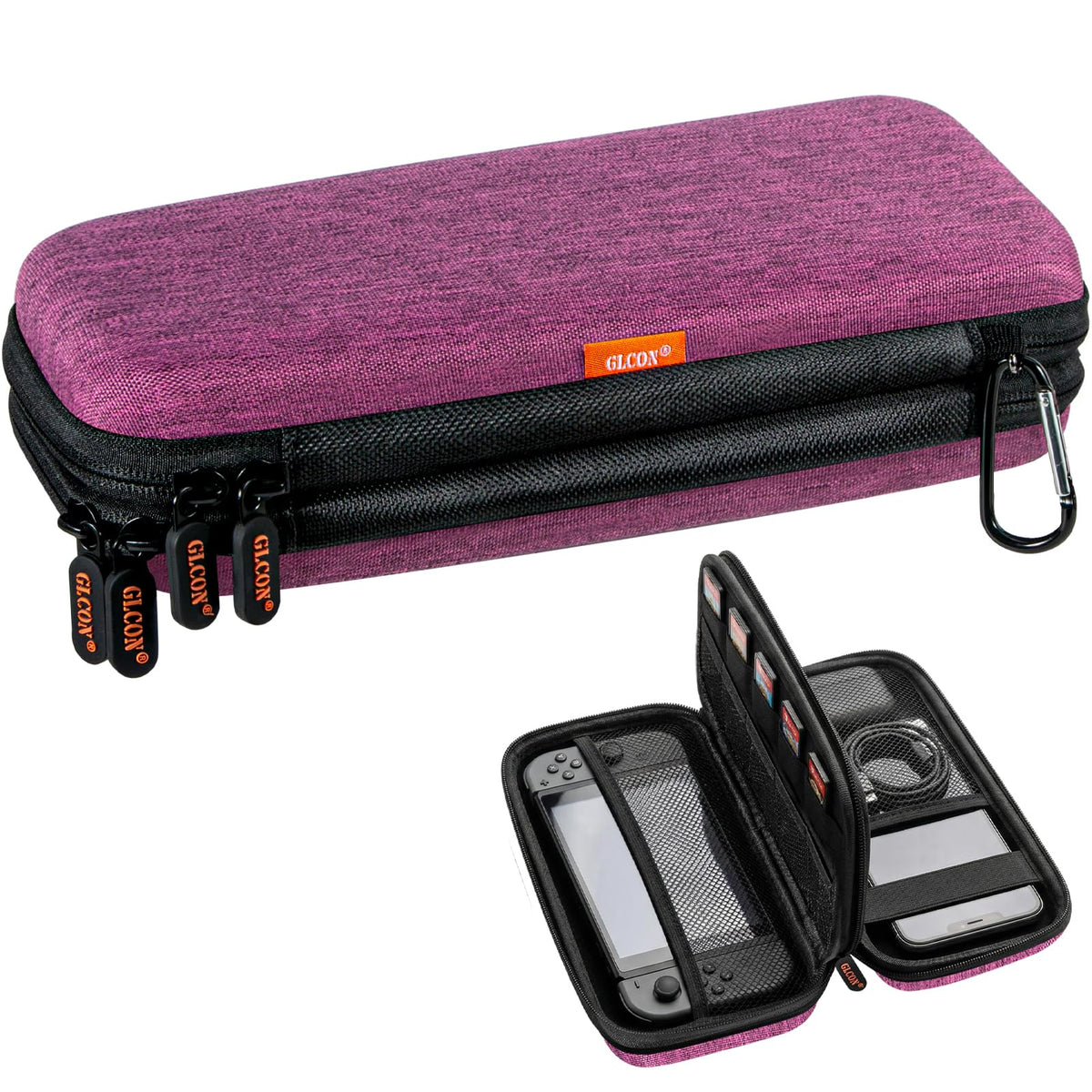 Red Double-Layer Hard Carrying Case, Electronics Organizer Travel Pouch