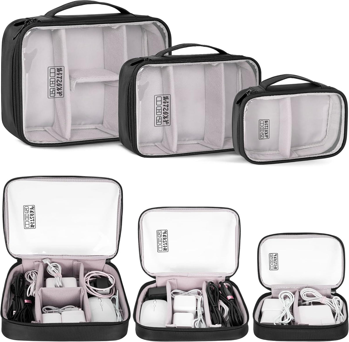 AKOZLIN Cable Organizer Bag, Padded Electronic Organizer Travel Case