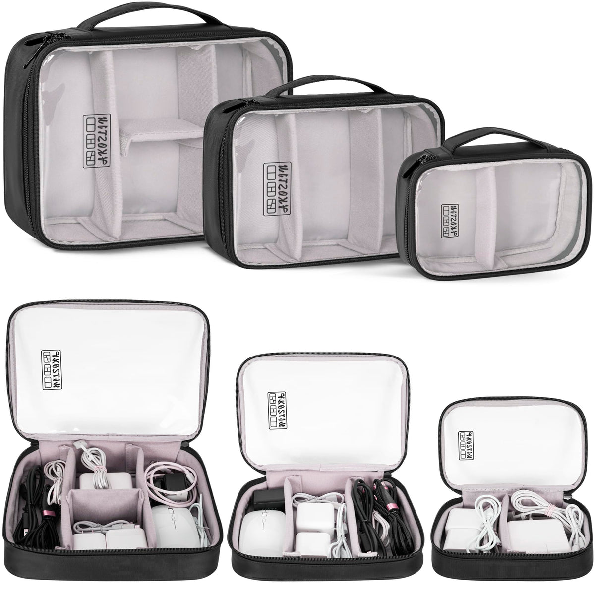 AKOZLIN Cable Organizer Bag, Padded Electronic Organizer Travel Case