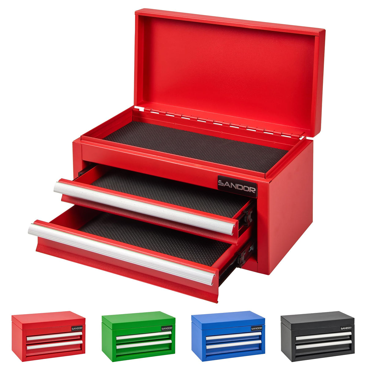 Mini Tool Box - Metal Tool Chest with 2 Drawers & PVC Drawer Liners - Blue