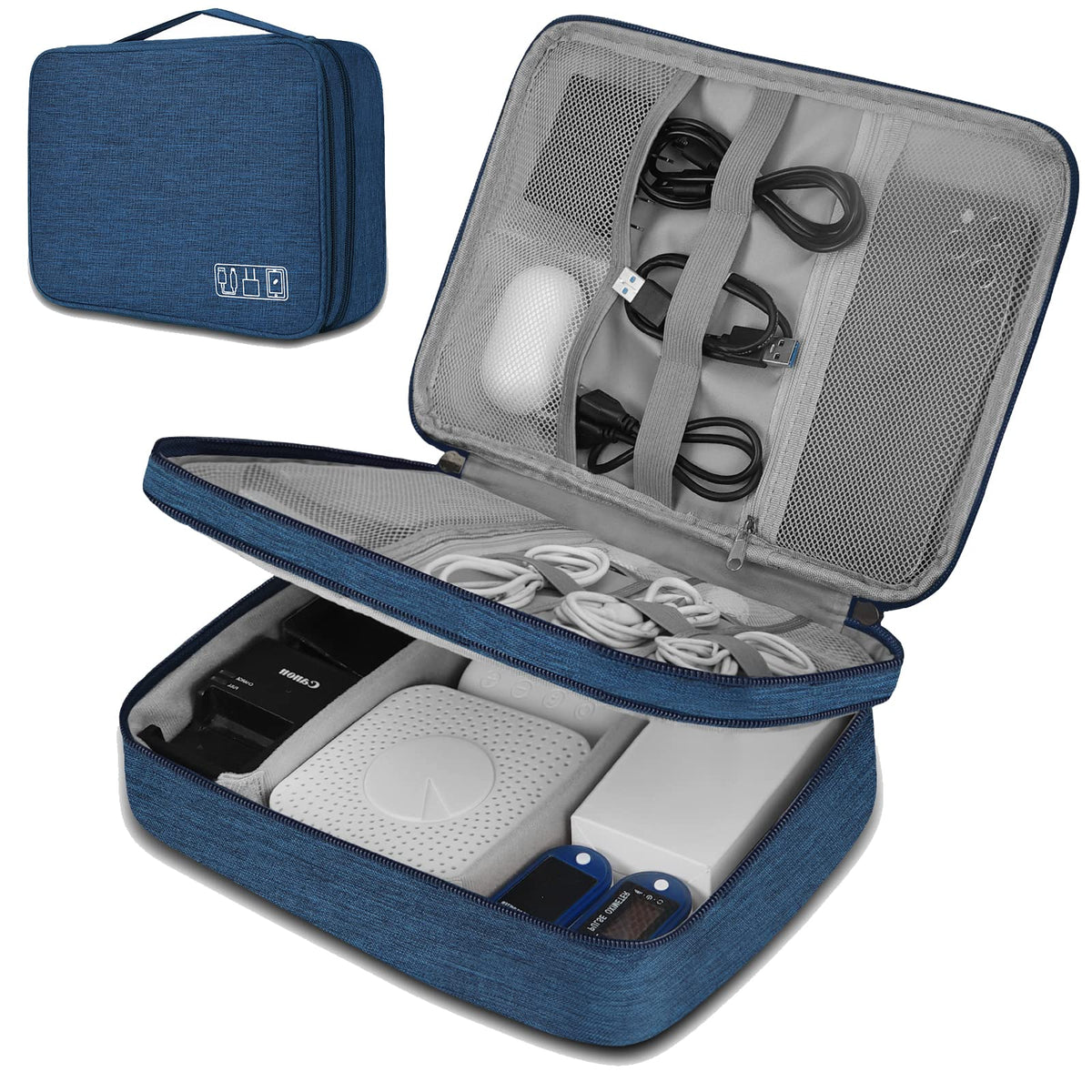 Electronic Organizer Travel Universal Cable Organizer Electronics Accessories Bag for Cable, Charger, Phone, USB, SD Card,1Pack