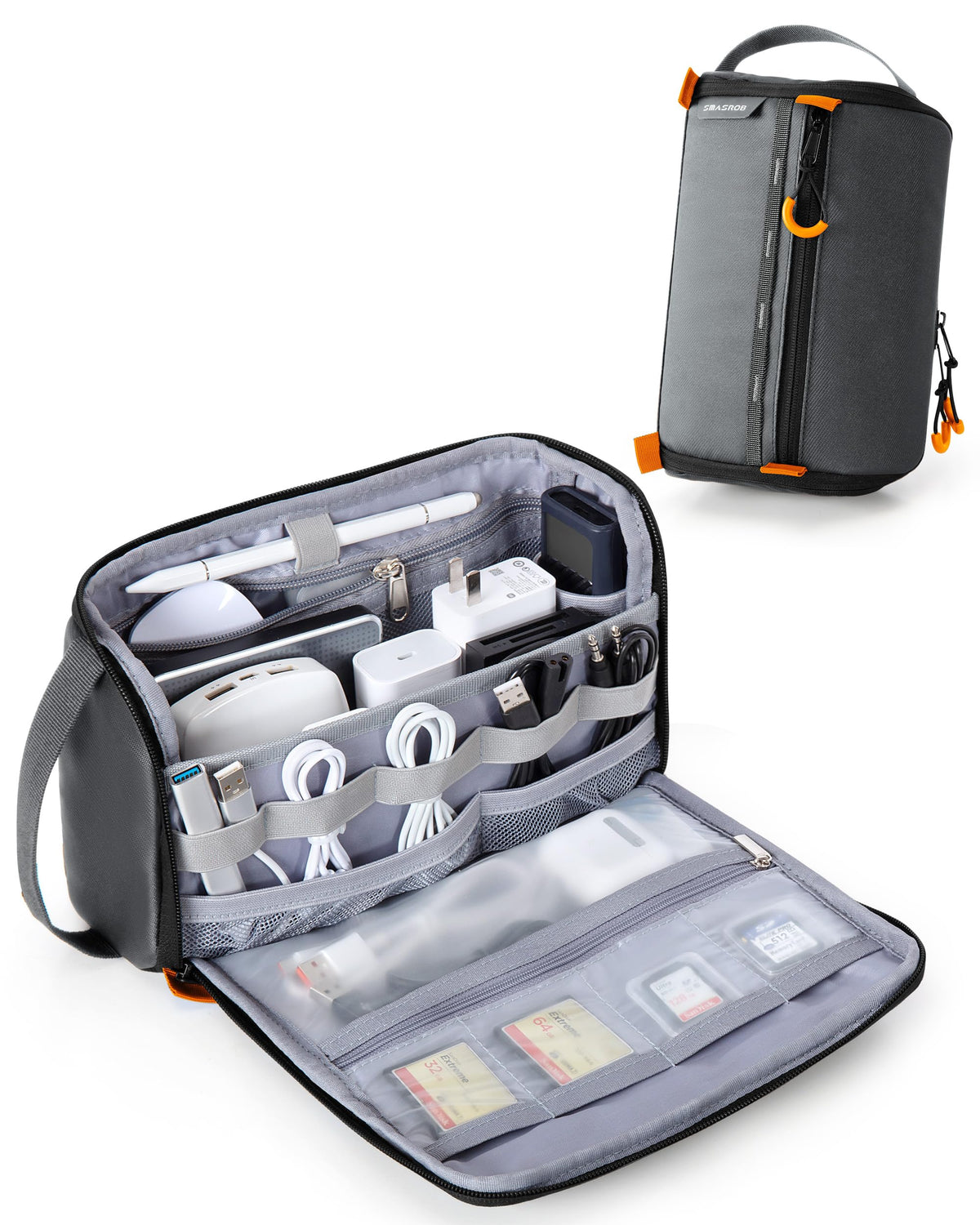 Smasrob Electronics Organizer Travel Case, Tech Bag Charger Pouch, Black