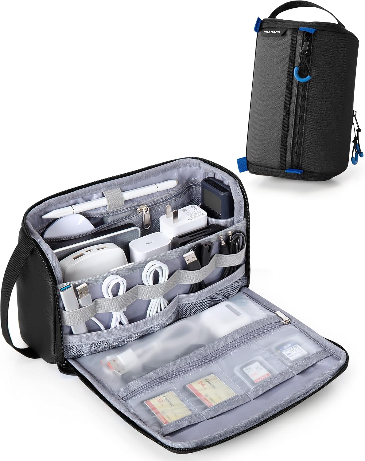 Smasrob Electronics Organizer Travel Case, Tech Bag Charger Pouch, Black