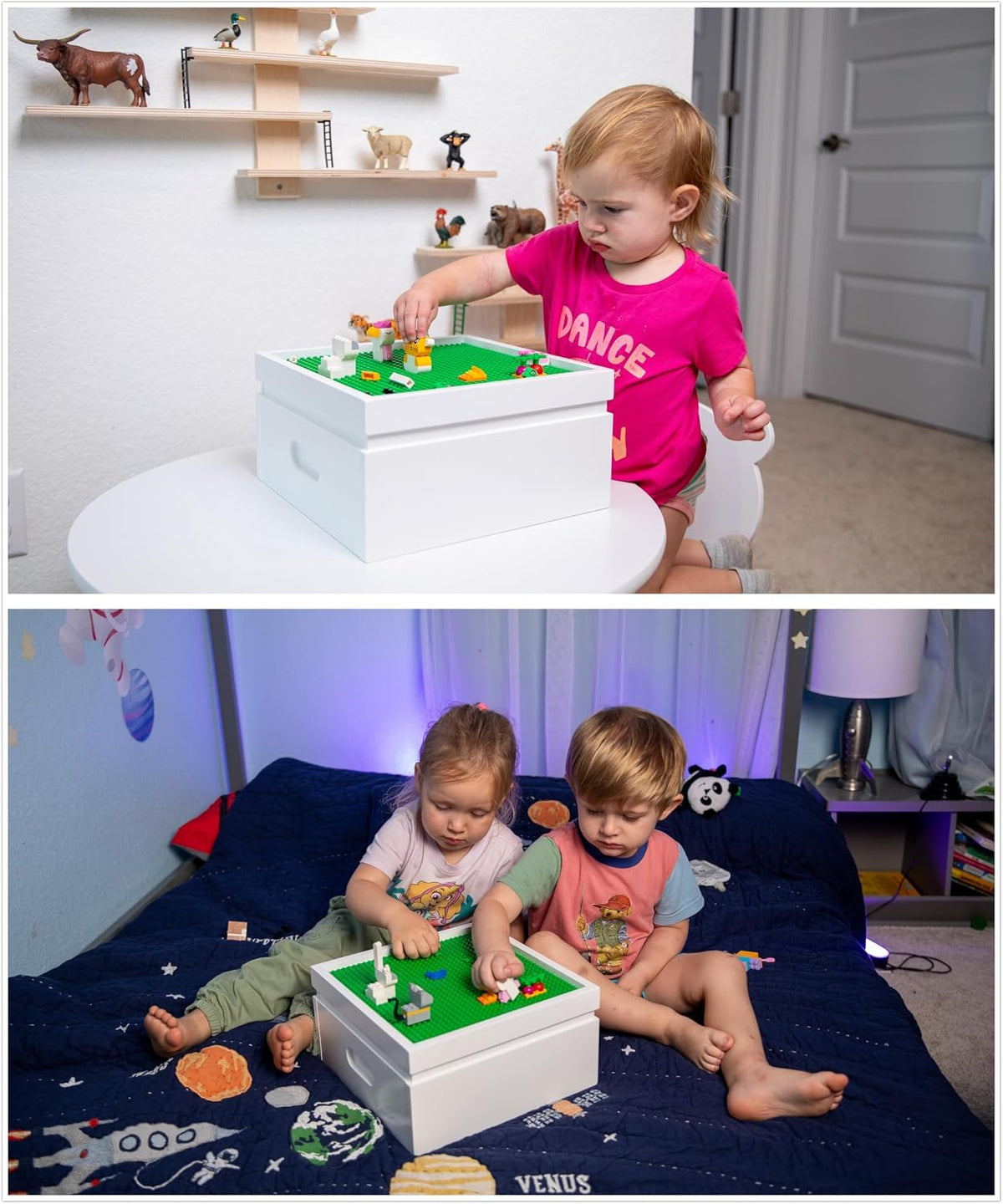 UTEX Buildable Cubby Storage with Baseplate Lid Compatible with Lego