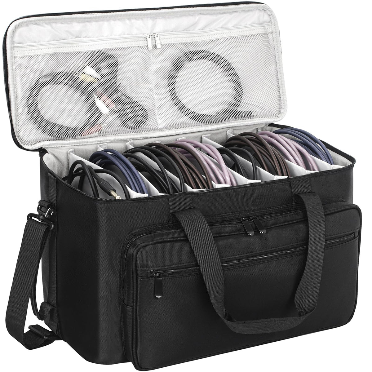AKOZLIN Large Travel Gig Band Cable File Bag With Detachable Dividers Grey