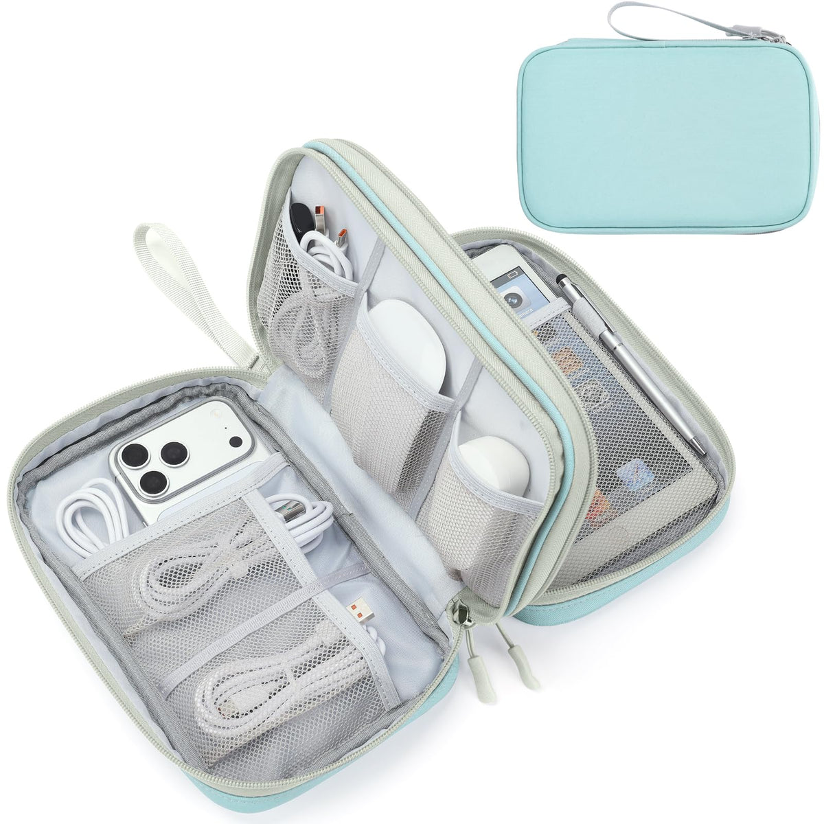 FYY Electronic Organizer, Travel Tech Pouch Bag, Large, Dark Green