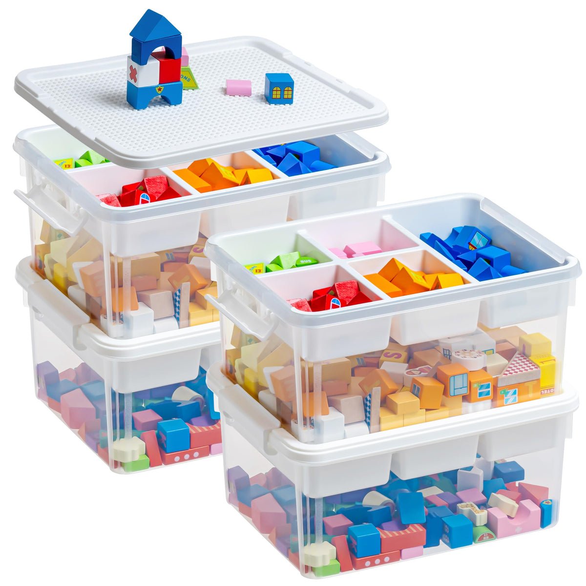 Citylife 17 QT Plastic Storage Box Building Baseplate Lid Removable Tray