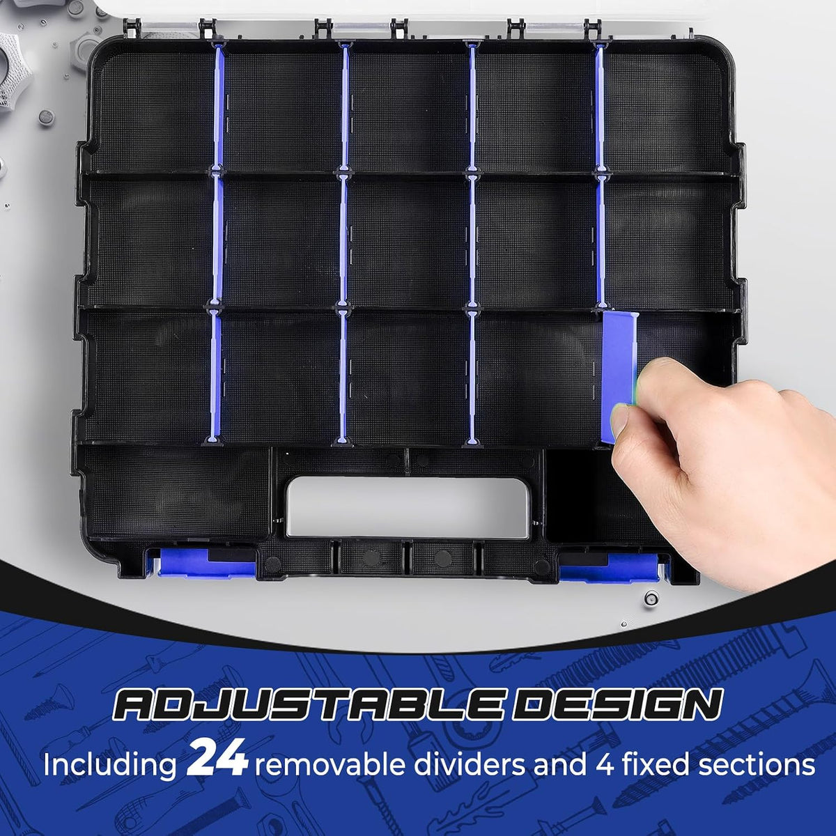 NATGAI 2 Pack Small Parts Organizers, 34-Compartments Double-Sided Tool Box
