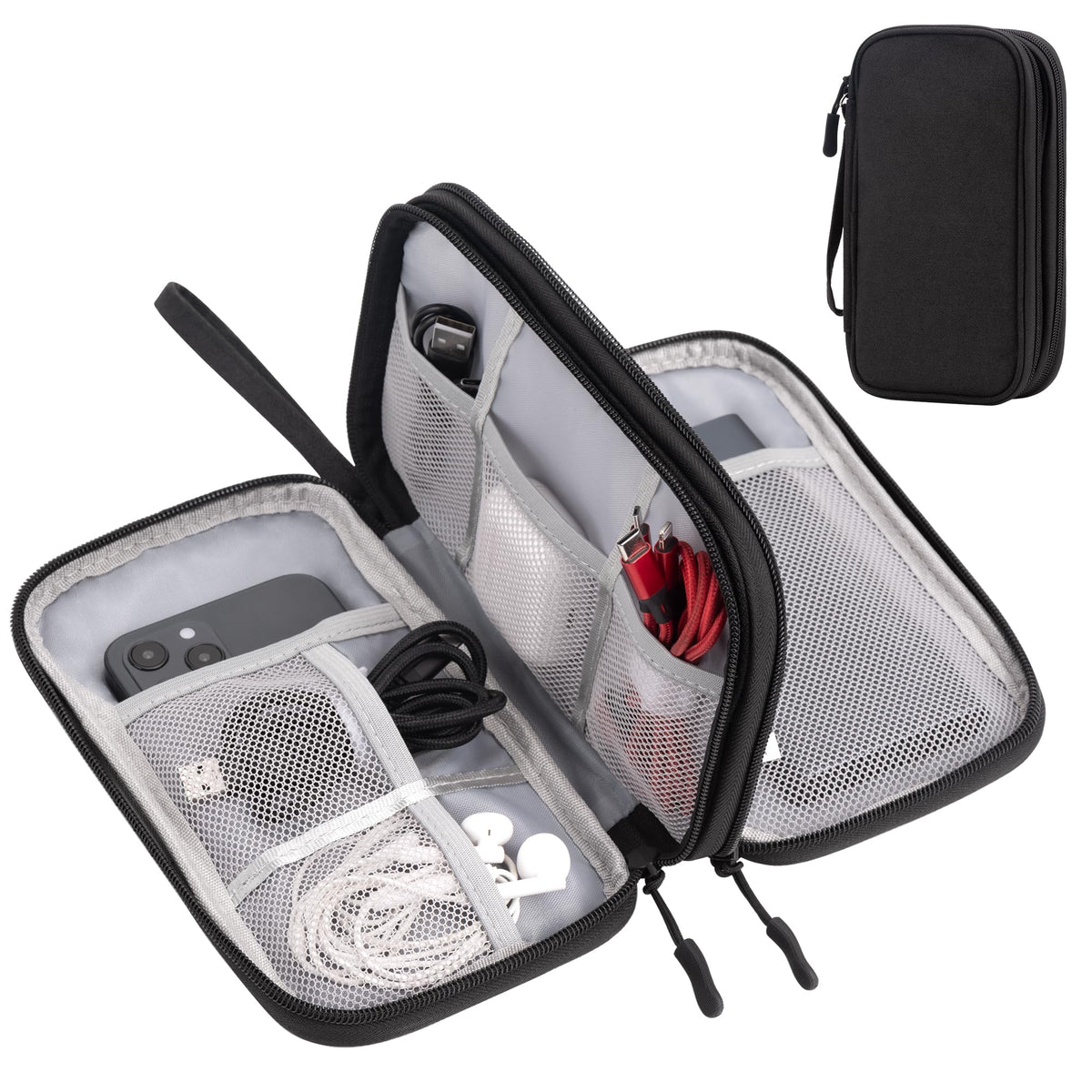 Arae Travel Essentials Electronic Organizer Double Layer - Black, L