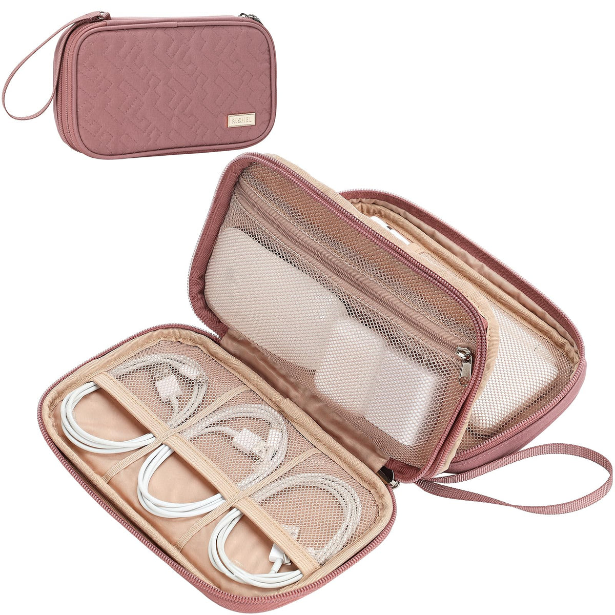 NISHEL Electronics Travel Organizer Cord Case, Charger Cable Tech Bag