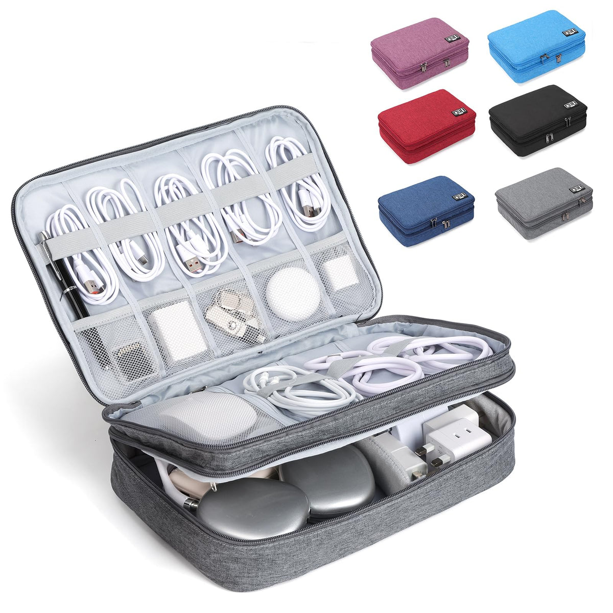 Electronic Organizer Travel Case, Double Layer Cable Organizer Bag