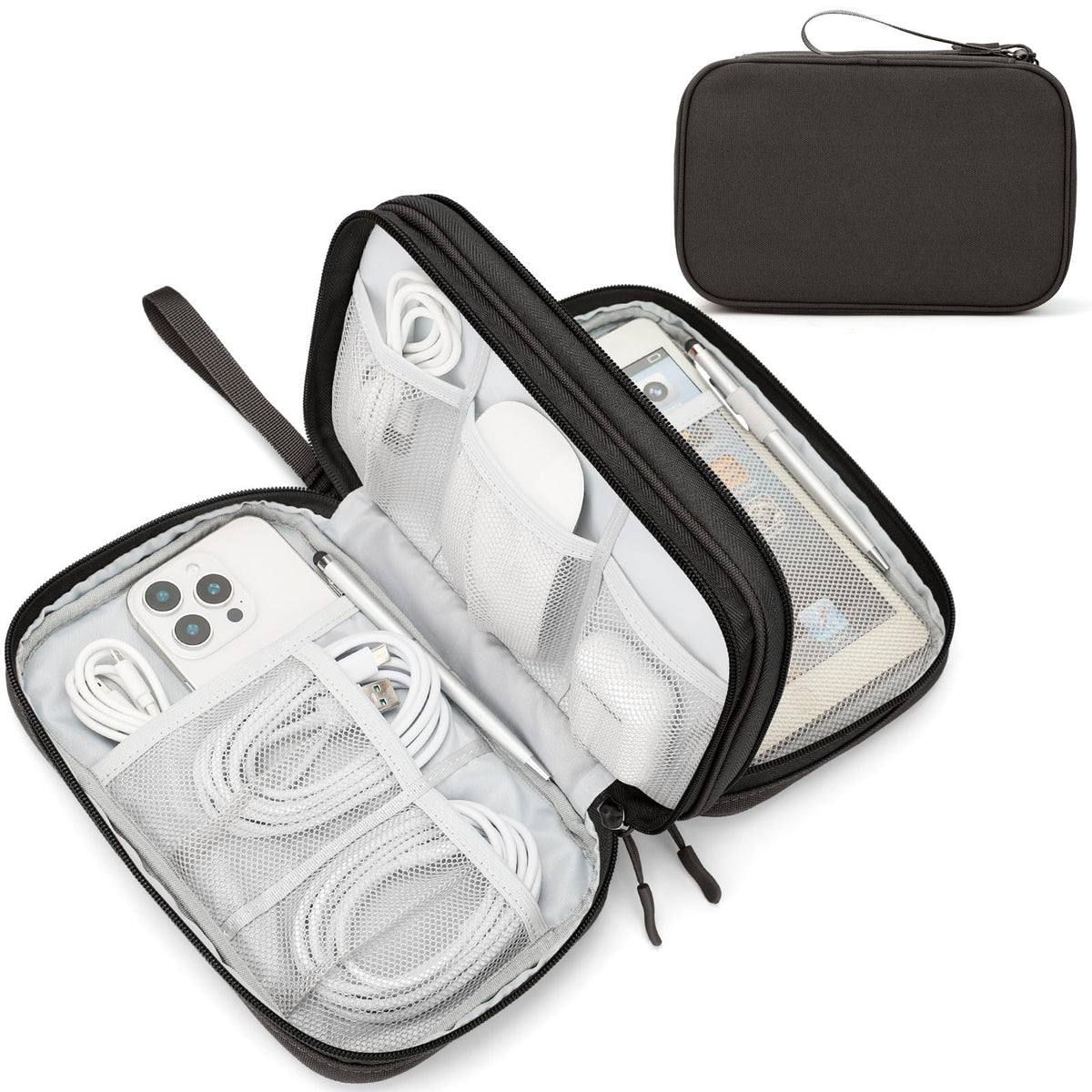 FYY Electronic Organizer, Travel Tech Pouch Bag, Large, Dark Green