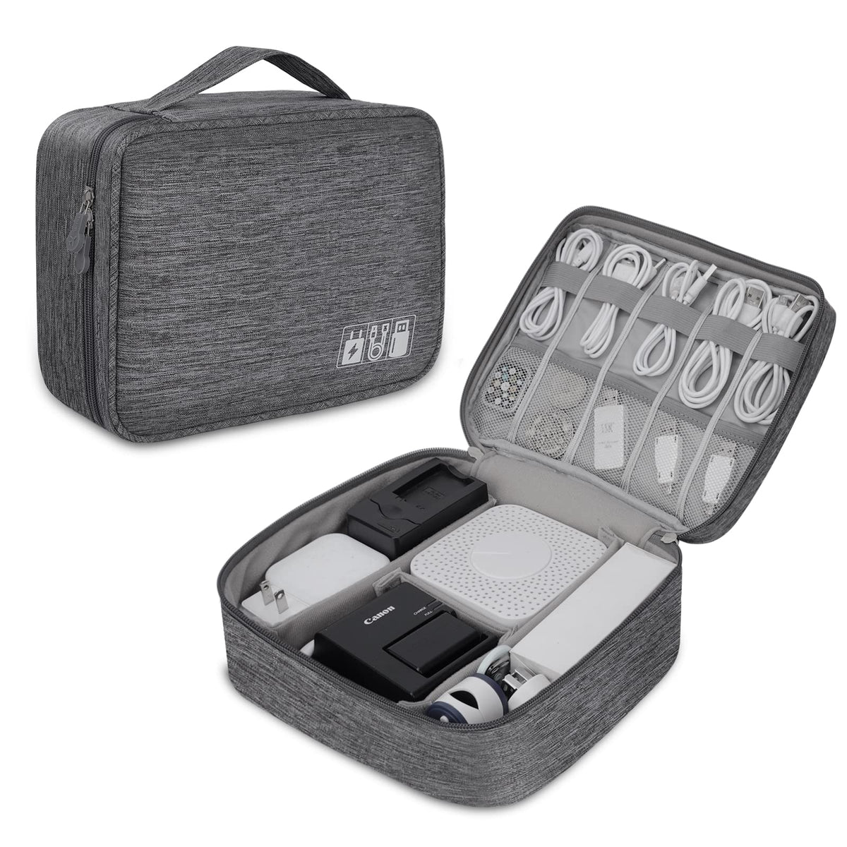 Electronic Organizer Travel Universal Cable Organizer Electronics Accessories Bag for Cable, Charger, Phone, USB, SD Card,1Pack