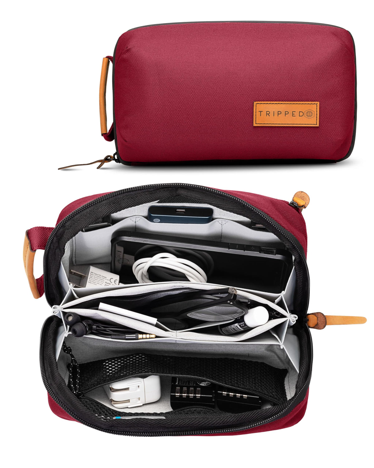 TRIPPED Travel Gear Tech Organizer Pouch for Accessories and Cables
