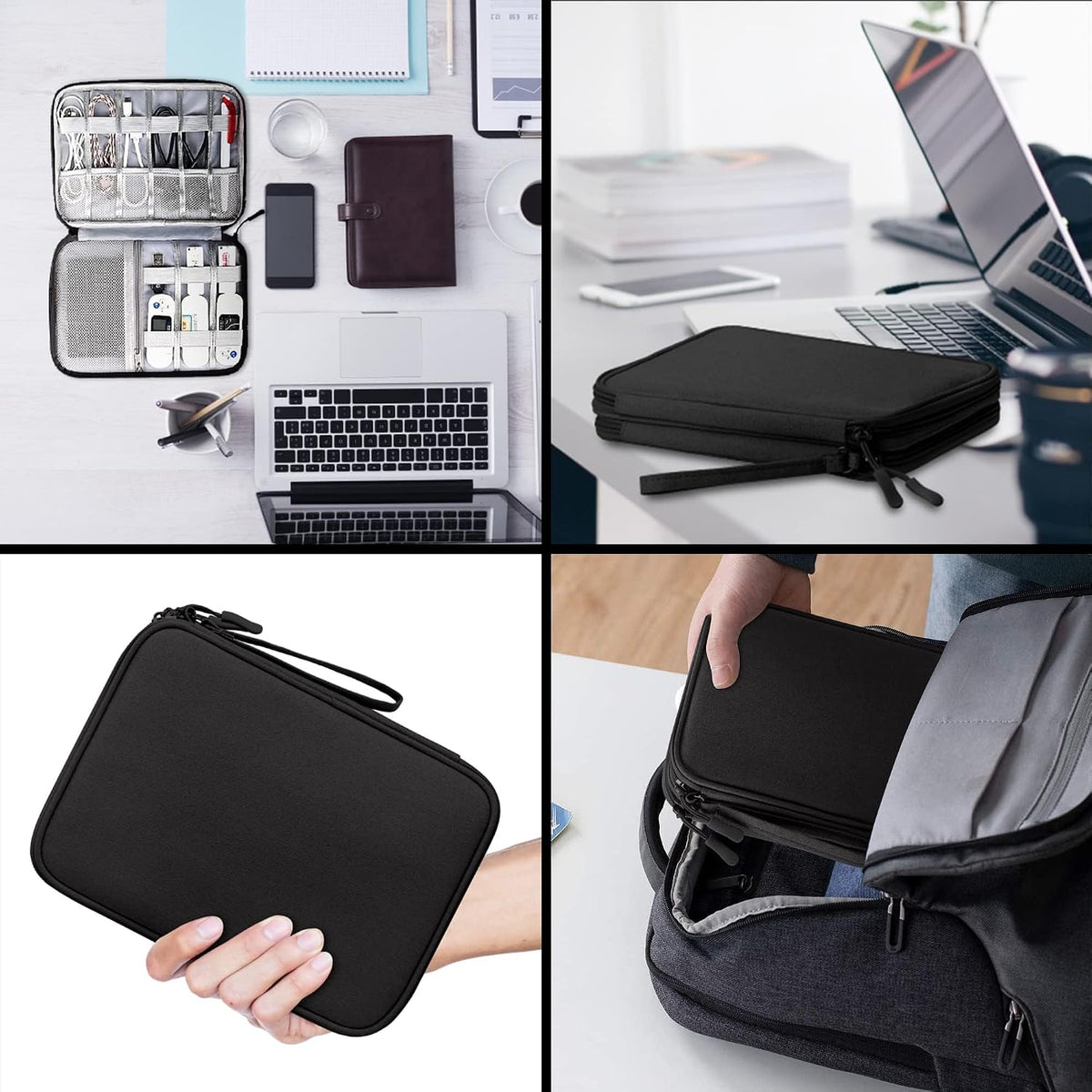 Arae Travel Essentials Electronic Organizer Double Layer - Black, L