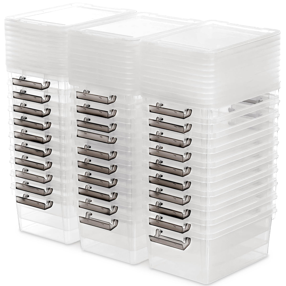 Citylife 10Packs 1.3Qt Small Storage Bins with Lids,Stackable Clear