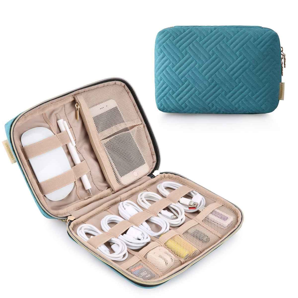 BAGSMART Large Electronics Travel Organizer Case for Wome, Polyester, Black