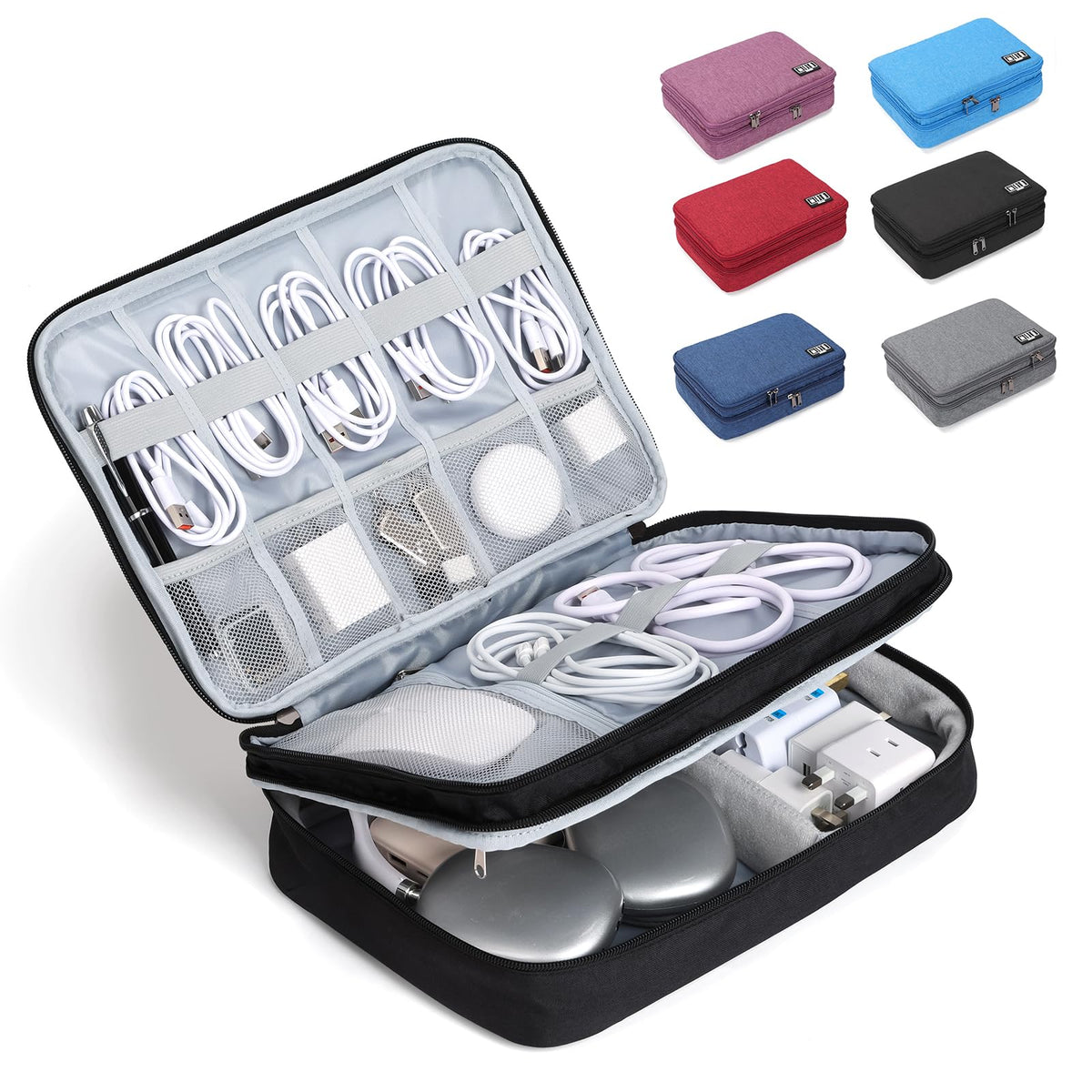 Electronic Organizer Travel Case, Double Layer Cable Organizer Bag