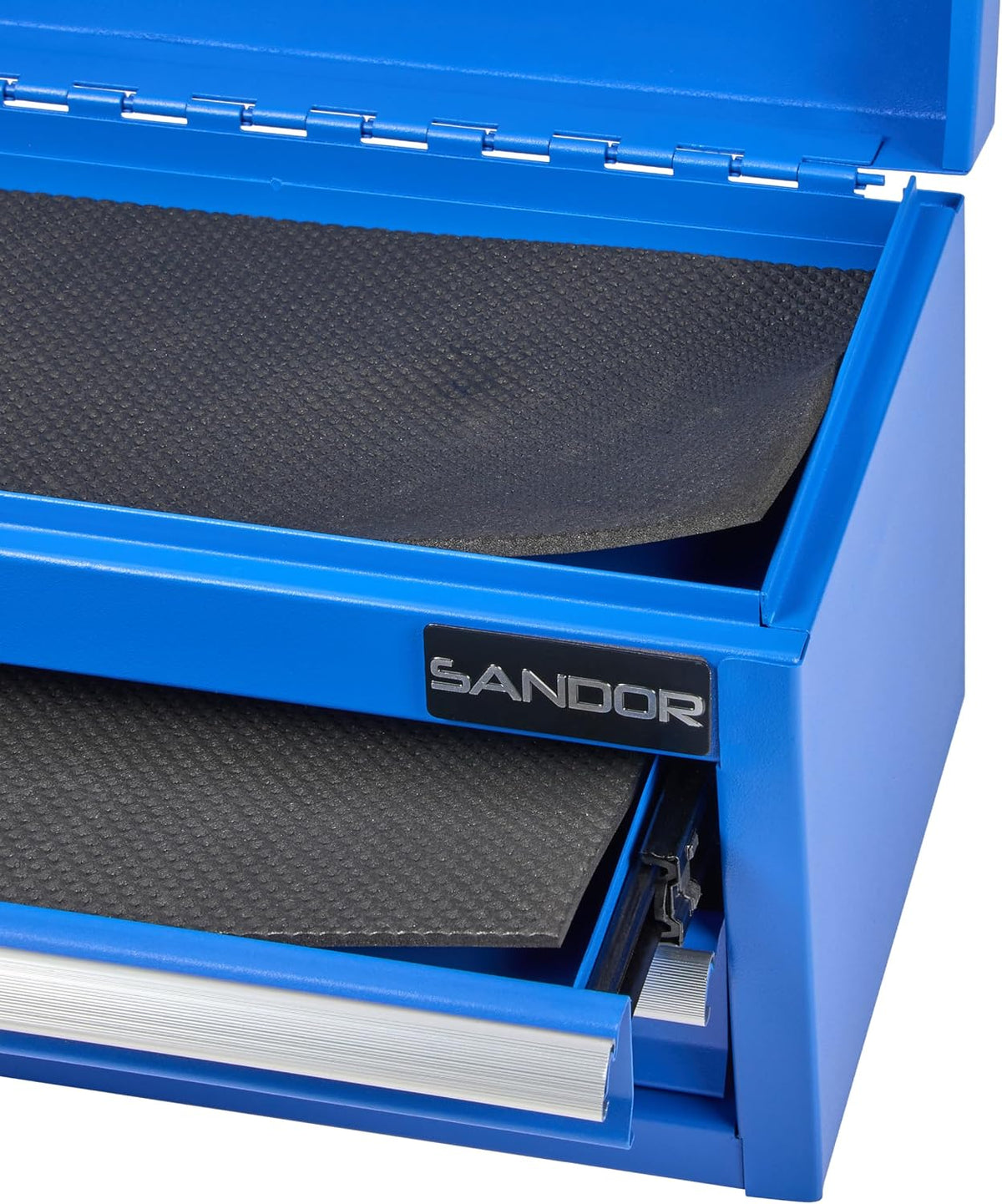 Mini Tool Box - Metal Tool Chest with 2 Drawers & PVC Drawer Liners - Blue