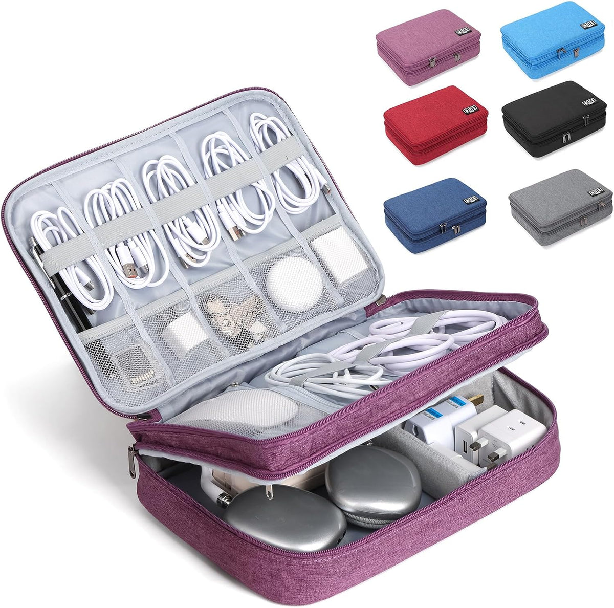 Electronic Organizer Travel Case, Double Layer Cable Organizer Bag
