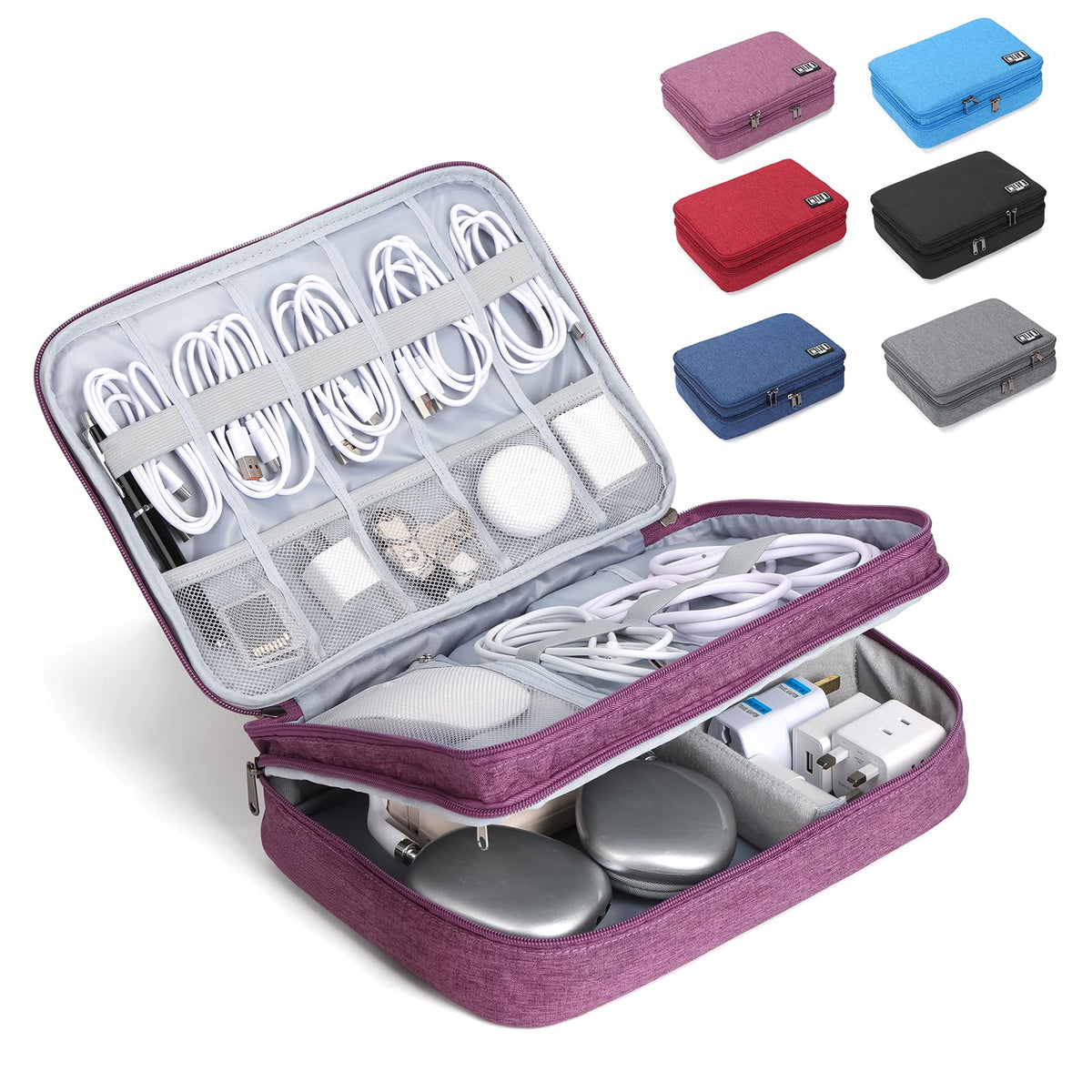 Electronic Organizer Travel Case, Double Layer Cable Organizer Bag