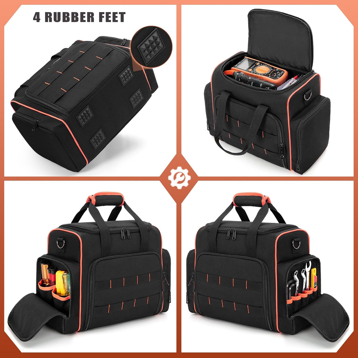 Marscamd Tool Bag with 3 Removable Cases, 2 Layers Tool Tote for Hand Tools