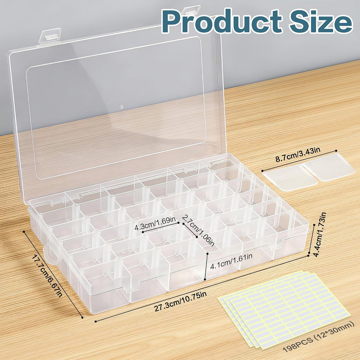 DILIBRA 5 Pack 36 Grids Large Plastic Organizer Box with Adjustable Divider