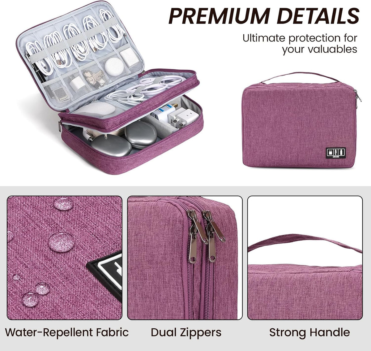 Electronic Organizer Travel Case, Double Layer Cable Organizer Bag