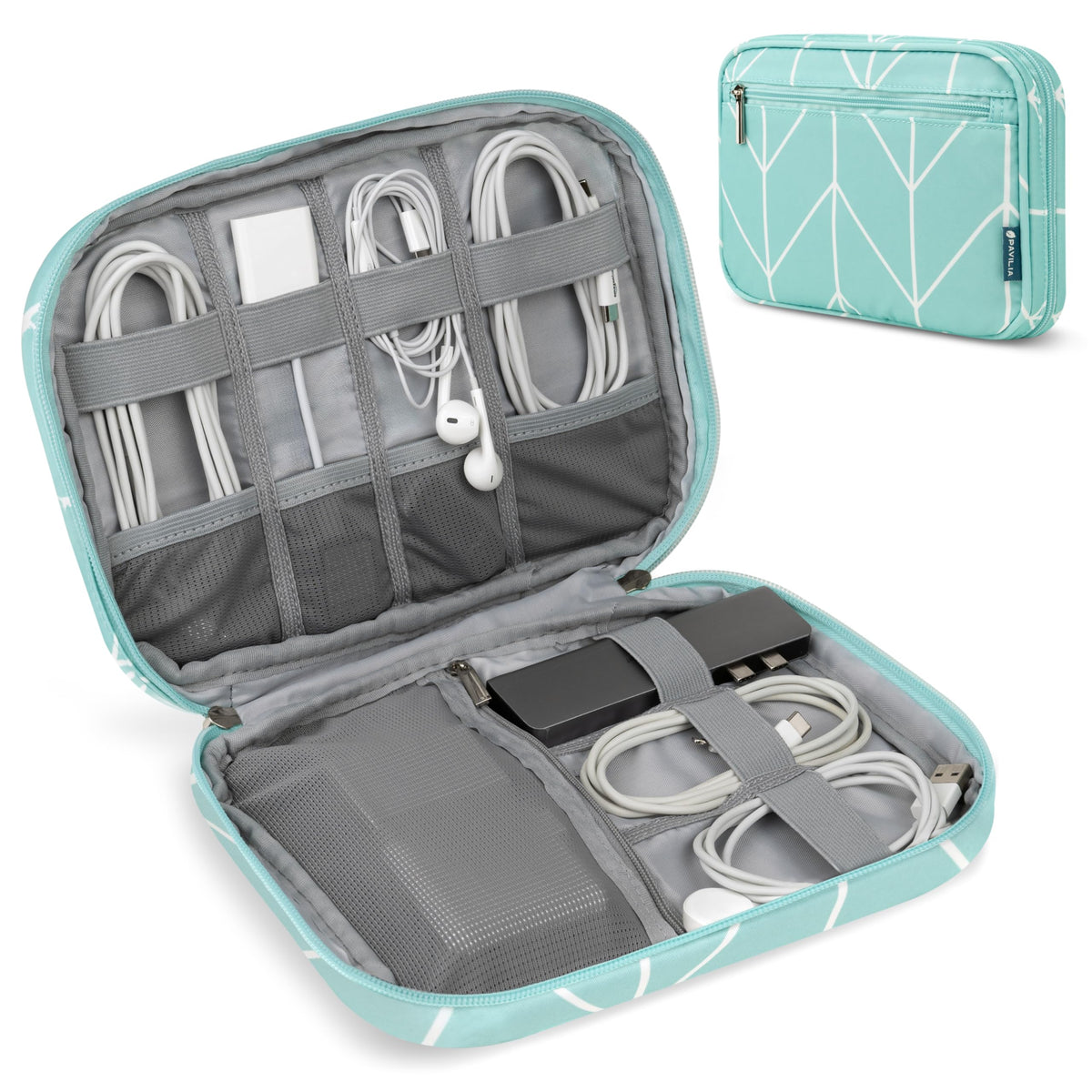 PAVILIA Travel Cord Organizer Case, Electronics Organizer Bag, Black