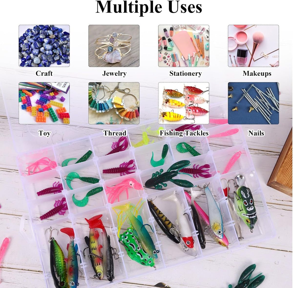 Bead Organizer Storage 4 Pack 36 Grid Jewelry Tackle Craft Box Adjustable