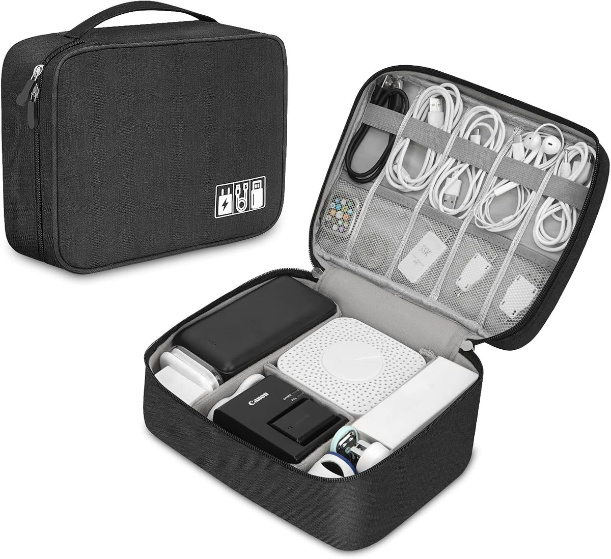 Electronic Organizer Travel Universal Cable Organizer Electronics Accessories Bag for Cable, Charger, Phone, USB, SD Card,1Pack
