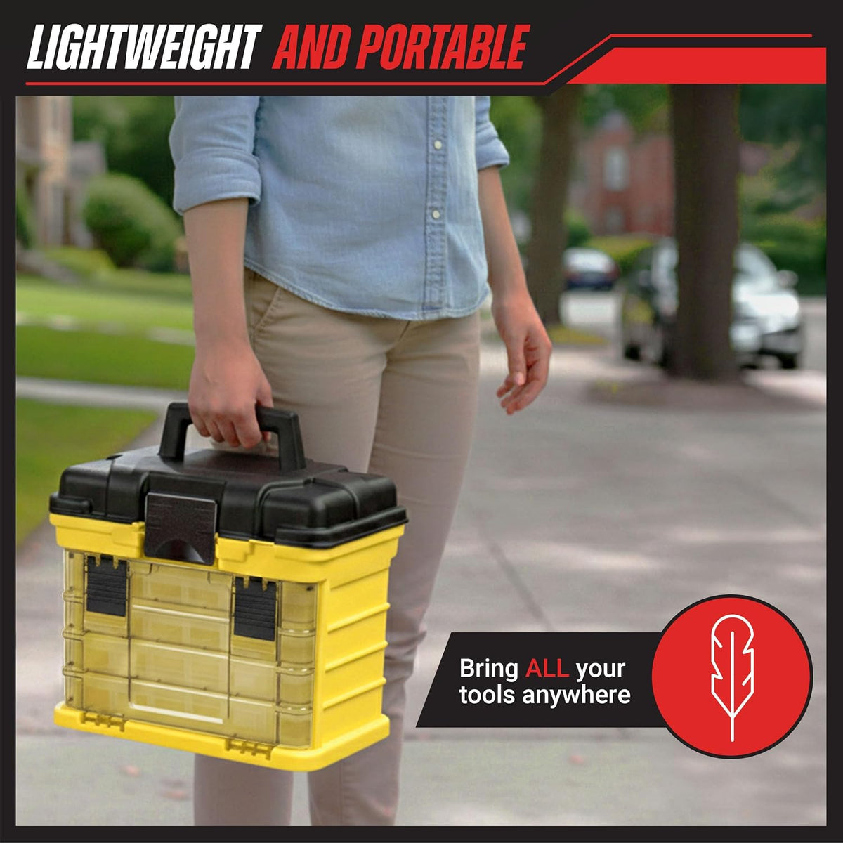 Stalwart Portable Tool Box Small Parts Organizer, Yellow