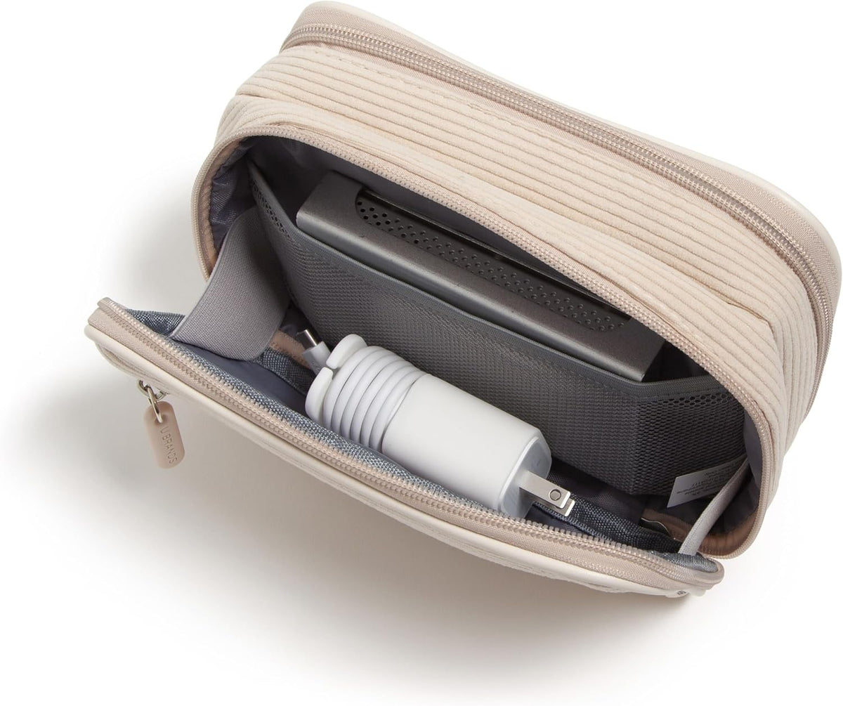 U Brands Electronics Organizer Travel Case, Cord Storage, 8" x 5.25", Beige