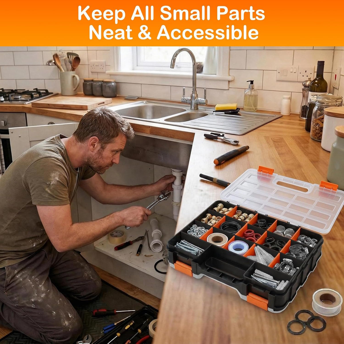 Double Side Small Parts Organizer Hardware Storage for Screws Nuts