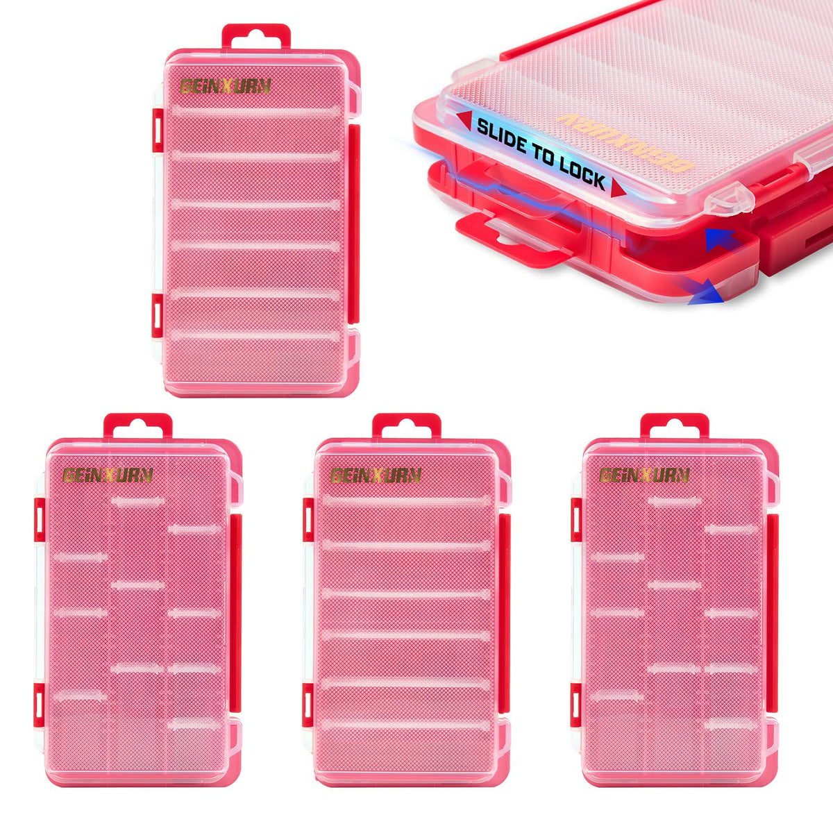 Geinxurn Small Parts Organizer, 4Pcs Plastic Transparent Portable Tools Boxes with Dividers for Small Accessories Storage Cases