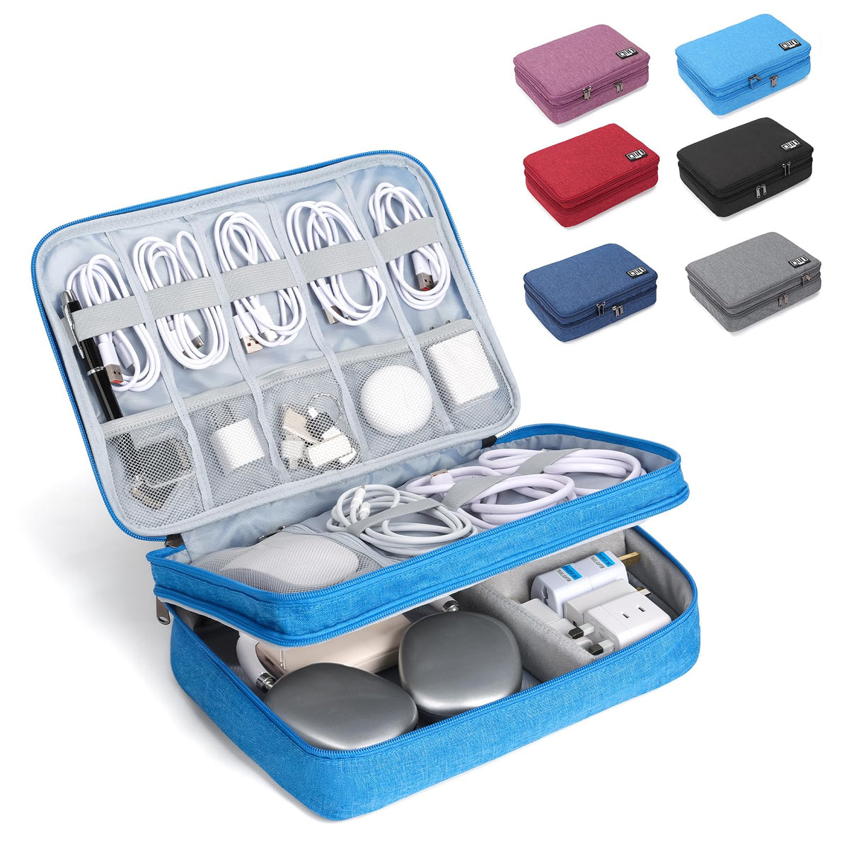 Electronic Organizer Travel Case, Double Layer Cable Organizer Bag