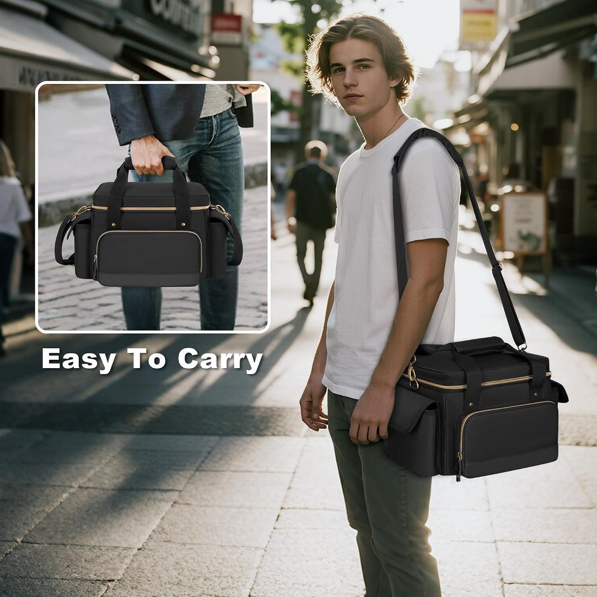 Damero DJ Cable File Bag with Detachable Dividers and Shoulder Strap