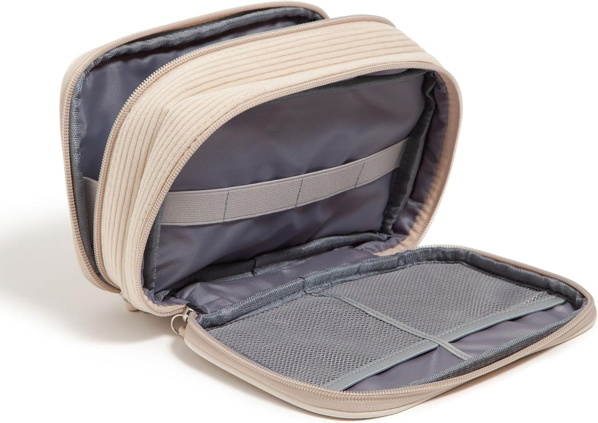 U Brands Electronics Organizer Travel Case, Cord Storage, 8" x 5.25", Beige