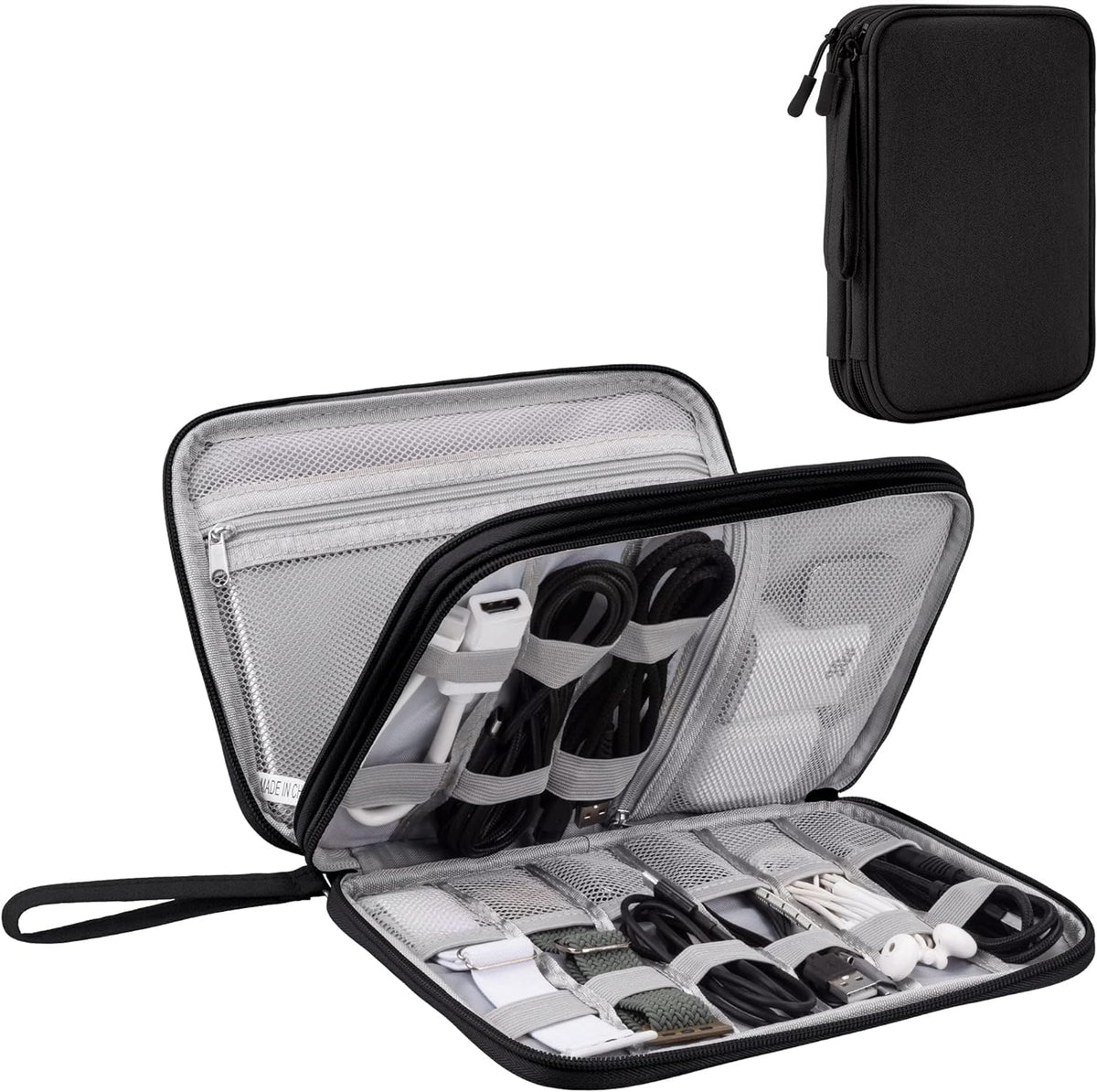 Arae Travel Essentials Electronic Organizer Double Layer - Black, L