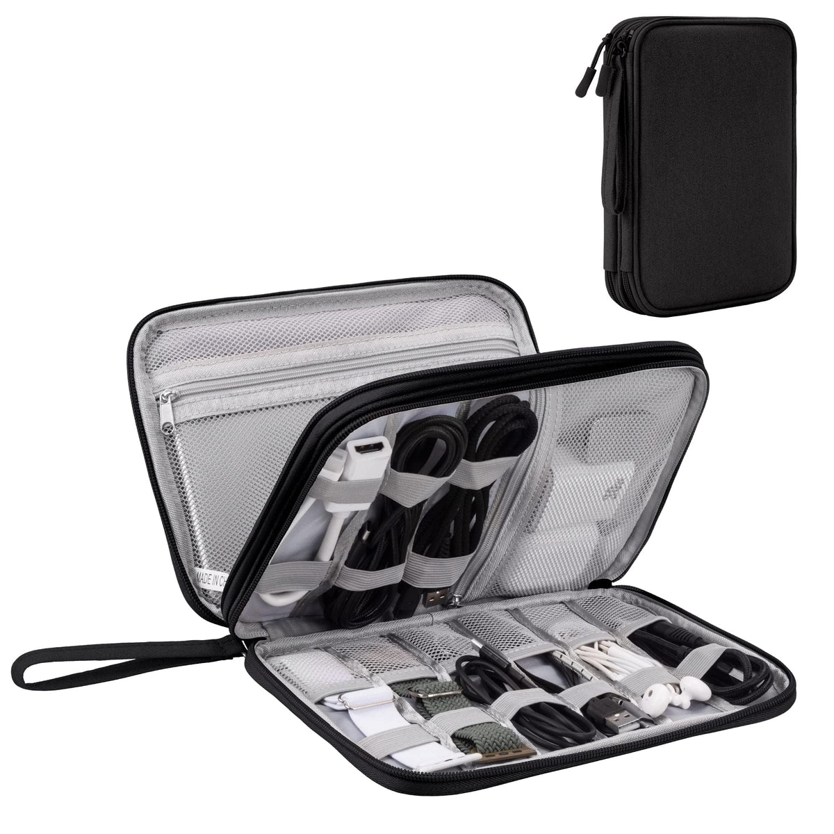 Arae Travel Essentials Electronic Organizer Double Layer - Black, L