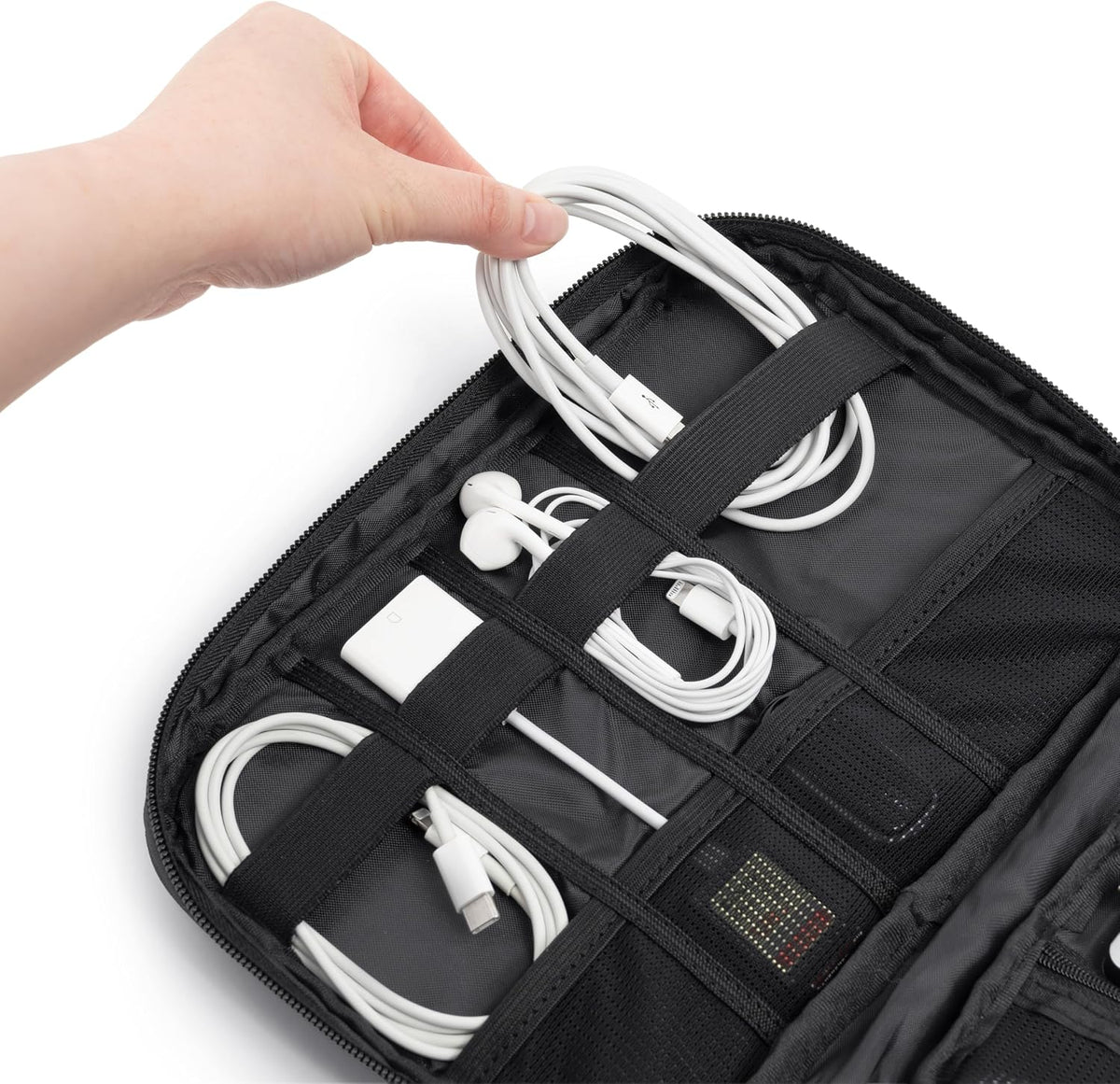 PAVILIA Travel Cord Organizer Case, Electronics Organizer Bag, Black