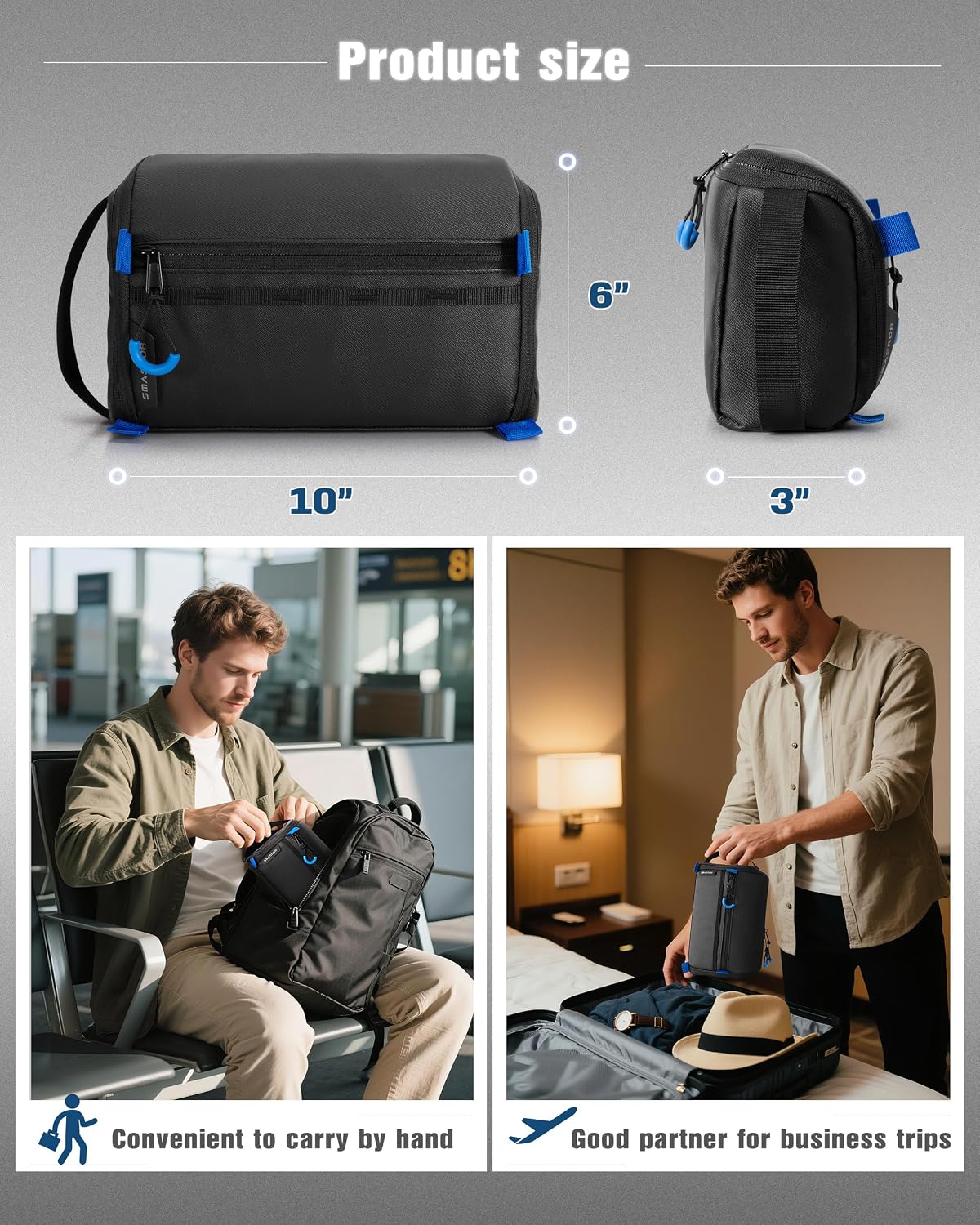 Smasrob Electronics Organizer Travel Case, Tech Bag Charger Pouch, Black